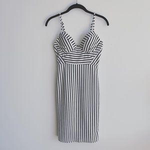 Black and White Stripe Bodycon Dress - Size Small